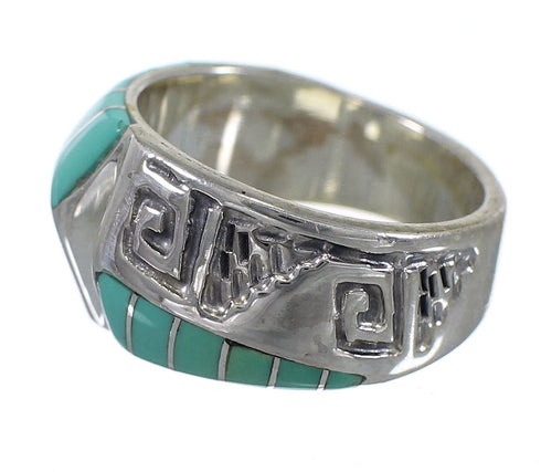 Southwest Silver Water Wave Turquoise Jewelry Ring Size 5-1/2 AX83786